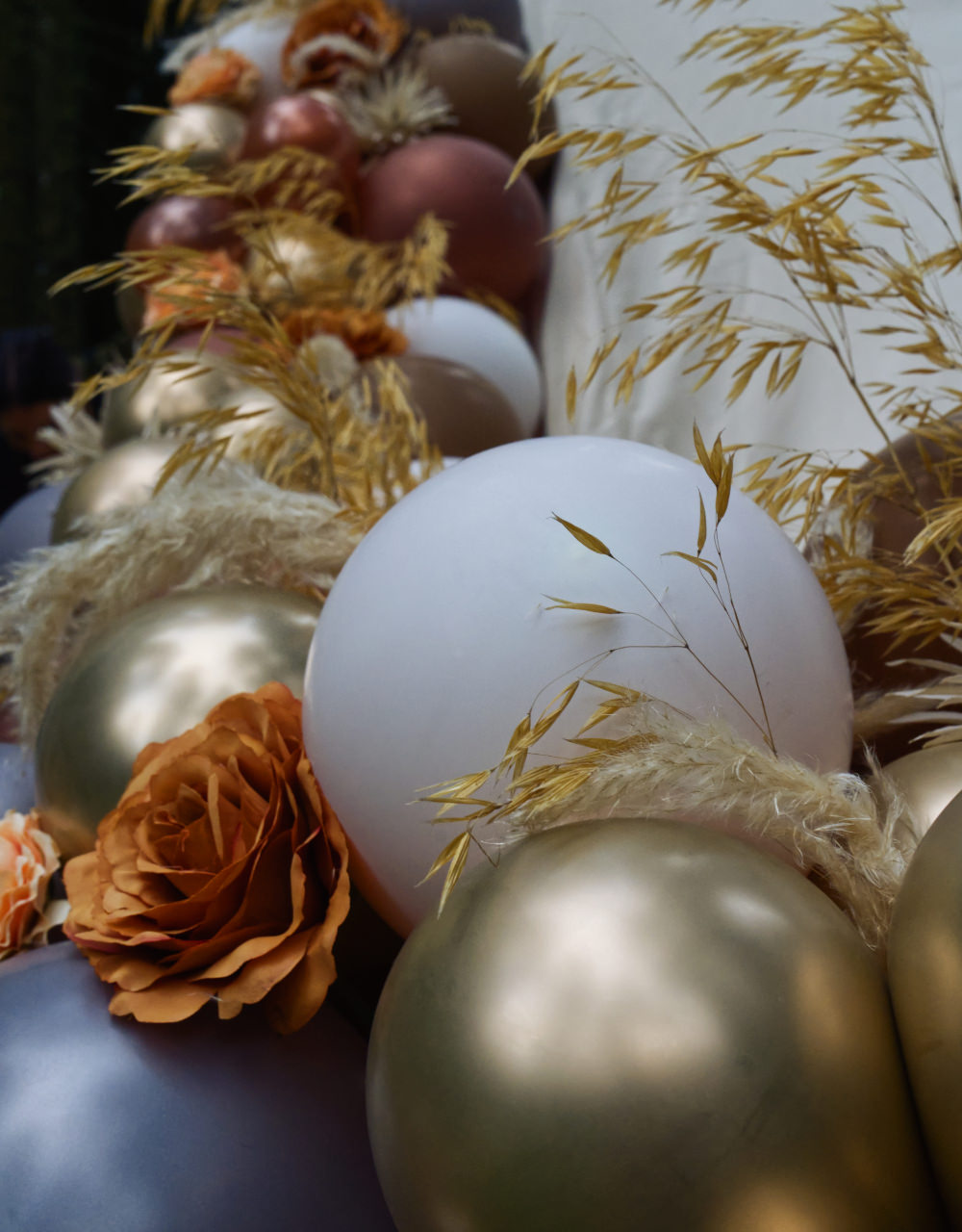 Balloons Balloon Installation Flowers Grass Gold Grey Moroccan Wedding Inspiration Luke Batchelor Productions