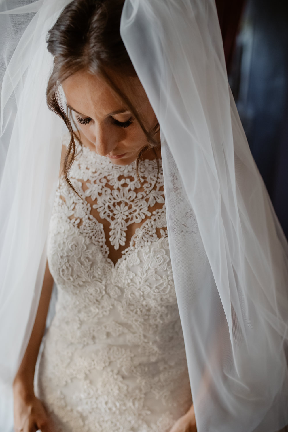 Dress Gown Bride Bridal Lace Train Veil Natural Italy Villa Wedding Flavia Eleonora Tullio