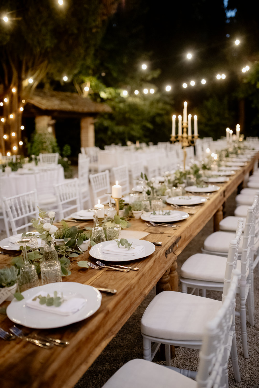 Table Tablescape Greenery Foliage Gold Cutlery Candles Place Setting Natural Italy Villa Wedding Flavia Eleonora Tullio