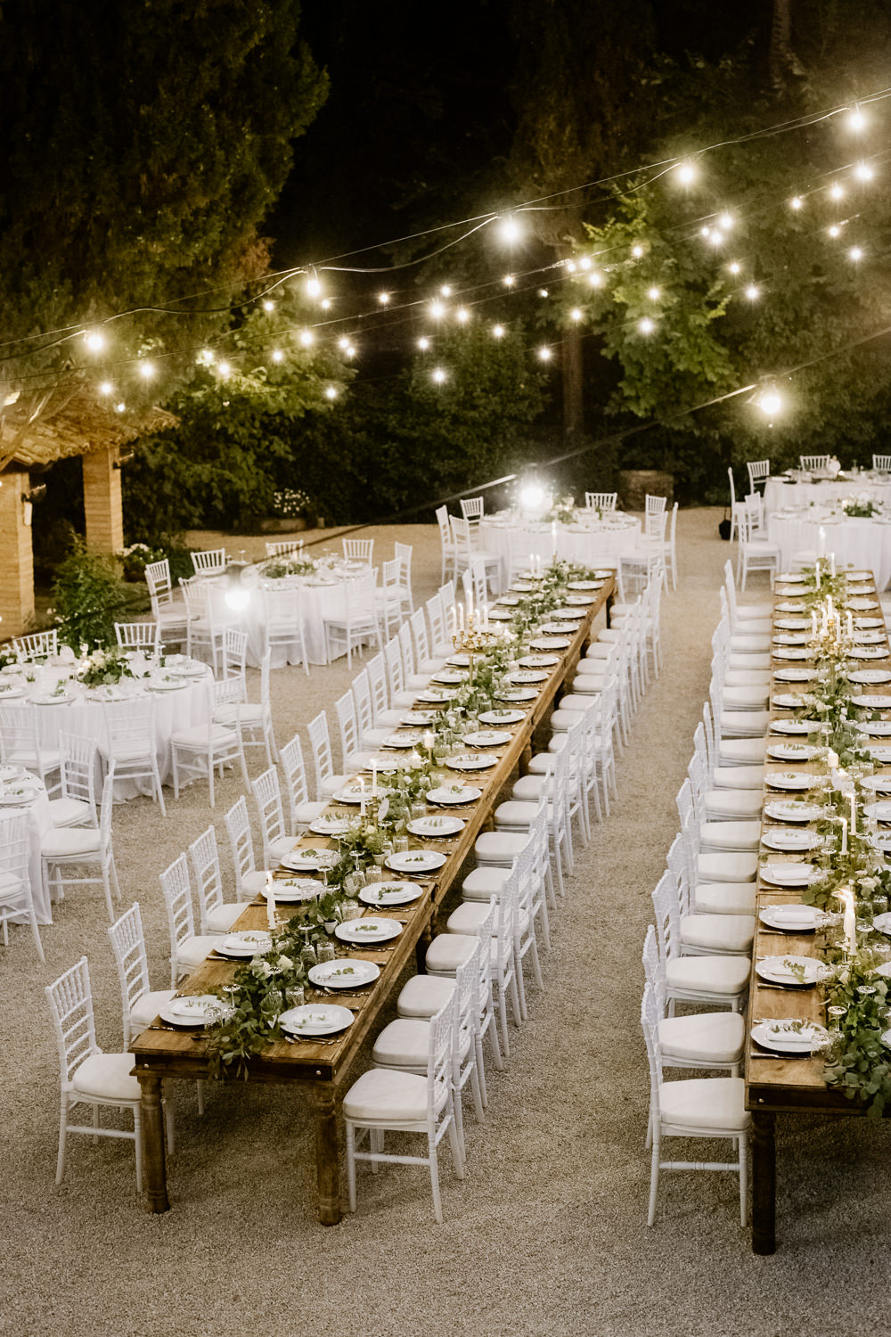 Outdoor Reception Festoon Lights Lighting Natural Italy Villa Wedding Flavia Eleonora Tullio