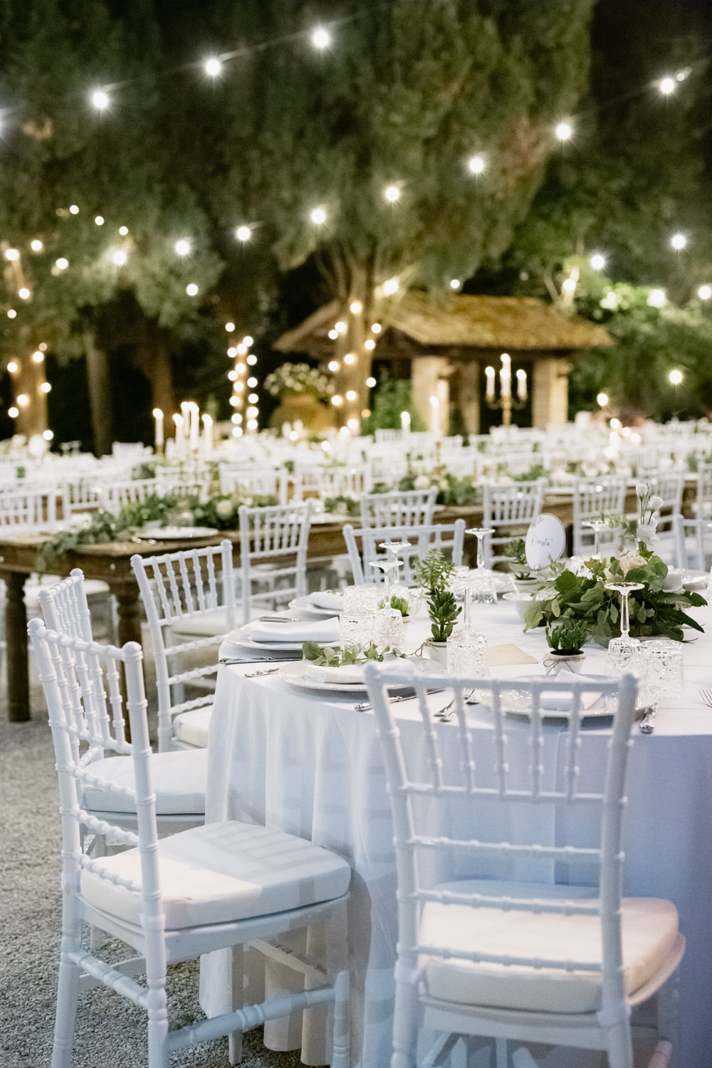 Outdoor Reception Festoon Lights Lighting Natural Italy Villa Wedding Flavia Eleonora Tullio