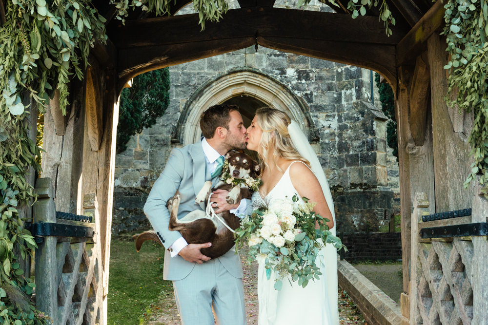 Dog Pet Flower Collar Oak Barn Wedding Matilda Delves Photography
