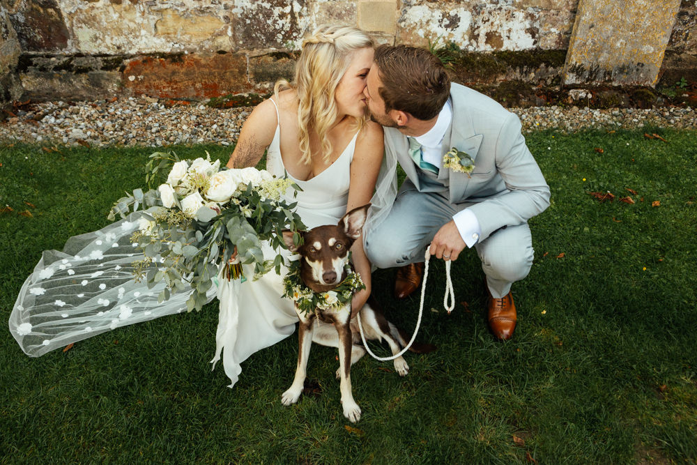 Dog Pet Flower Collar Oak Barn Wedding Matilda Delves Photography