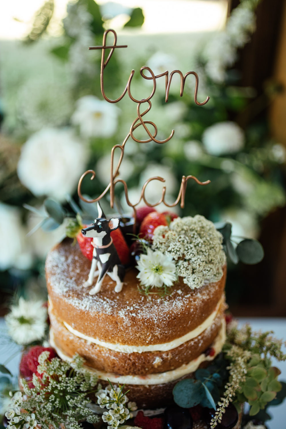 Wire Cake Topper Oak Barn Wedding Matilda Delves Photography