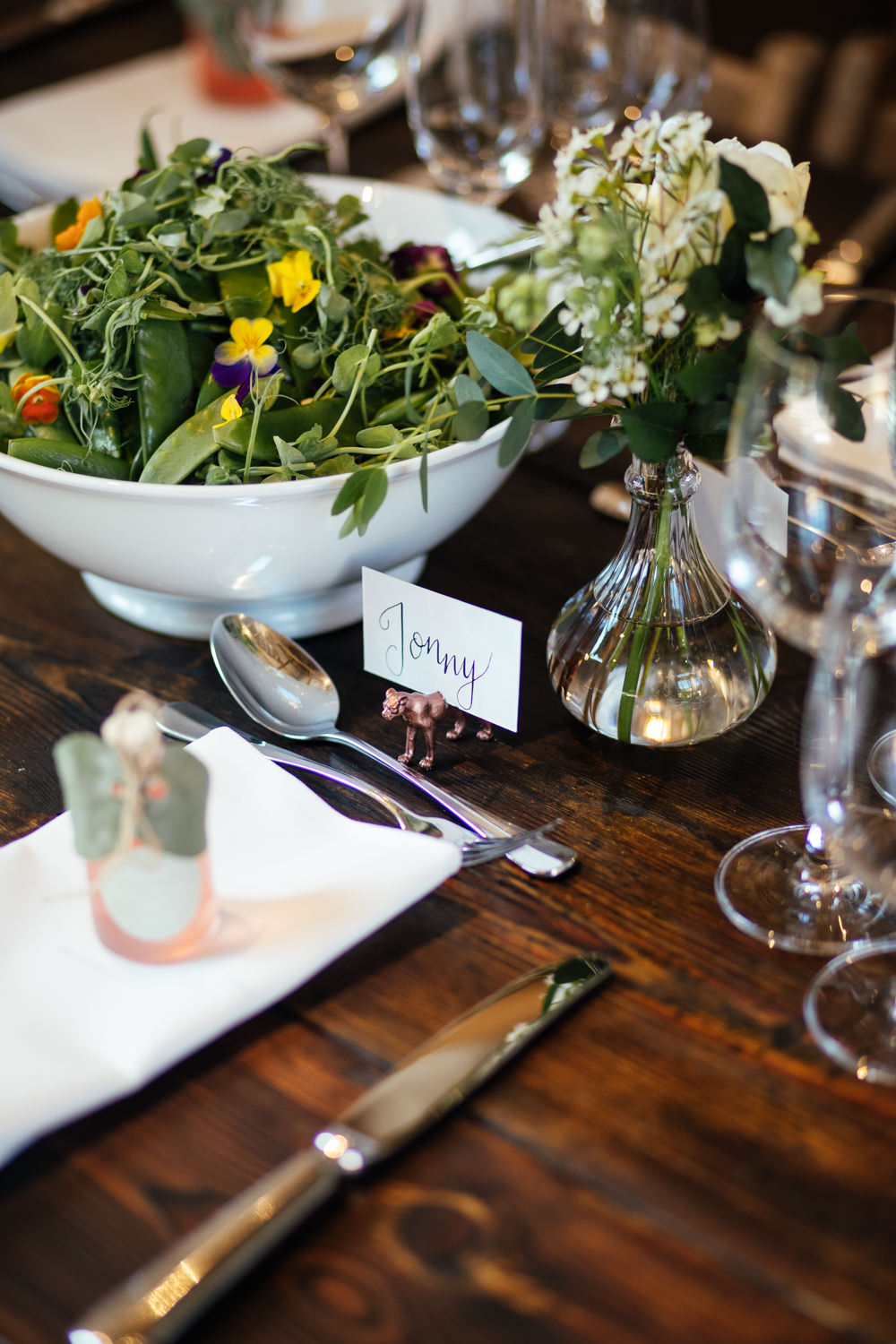 Place Name Card Setting Oak Barn Wedding Matilda Delves Photography