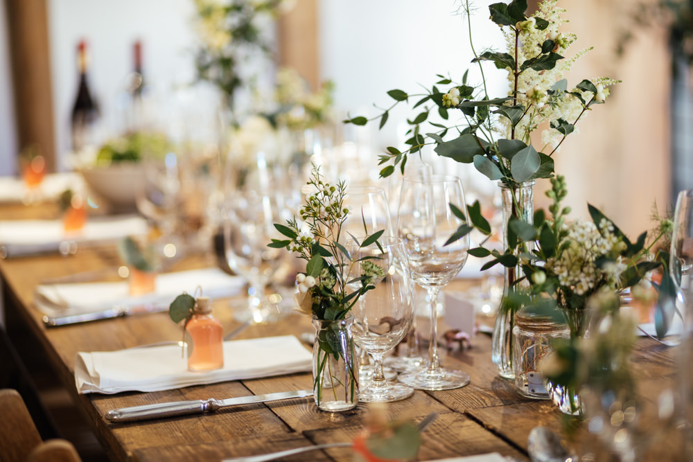 Wooden Rustic Tables Greenery Foliage Decor Oak Barn Wedding Matilda Delves Photography