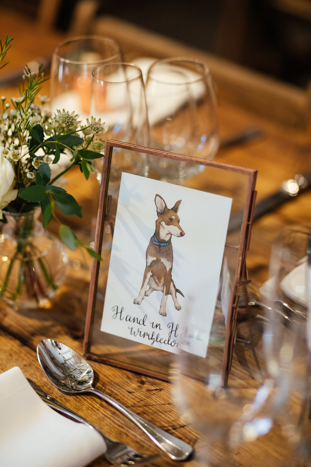 Dog Table Names Oak Barn Wedding Matilda Delves Photography