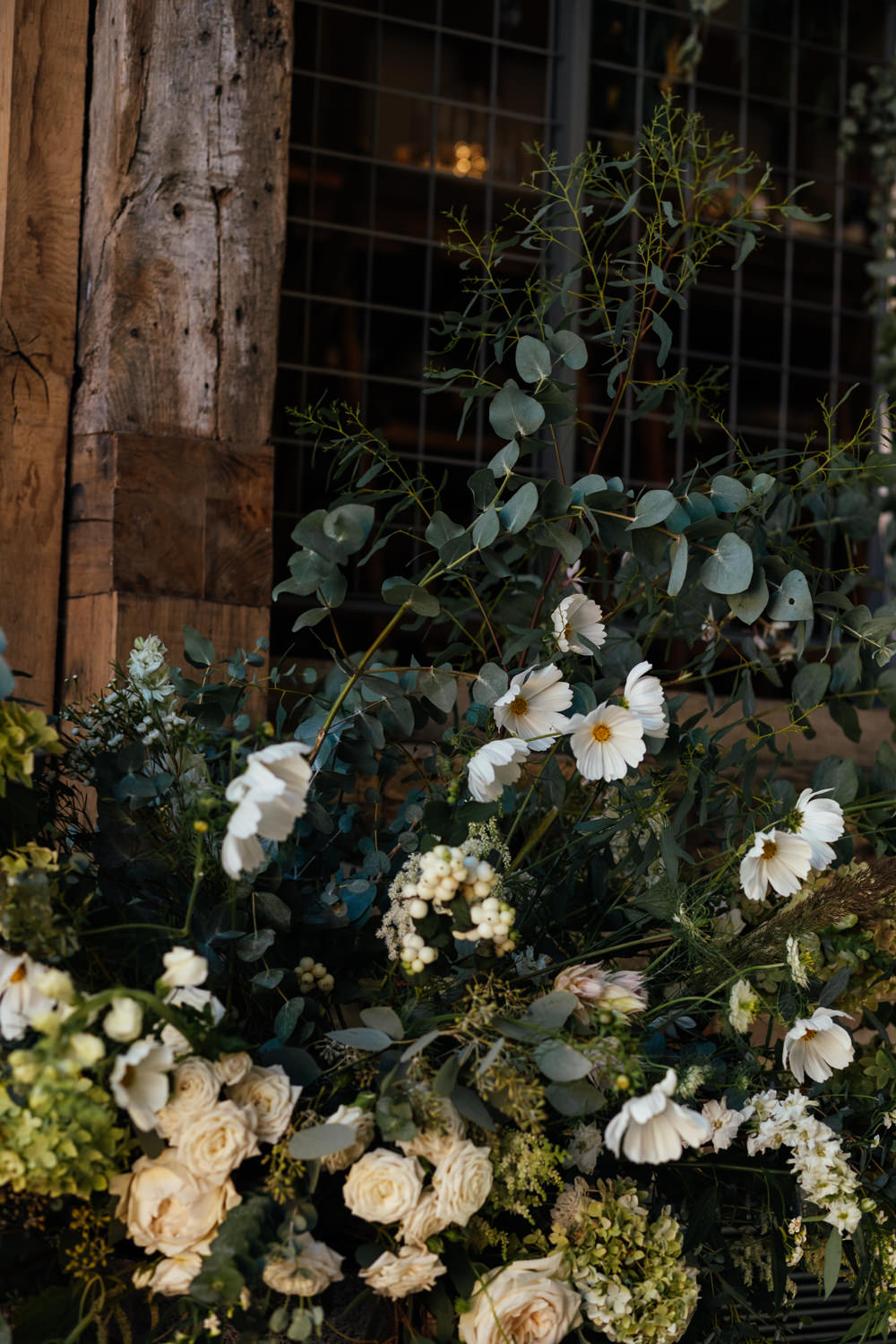 Flowers Rose Eucalyptus Greenery Foliage Oak Barn Wedding Matilda Delves Photography