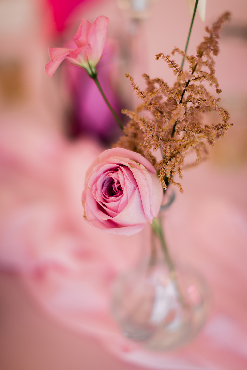 Rose Flowers Centrepiece Pink Geodome Wedding Ideas Louise Henesy Photography