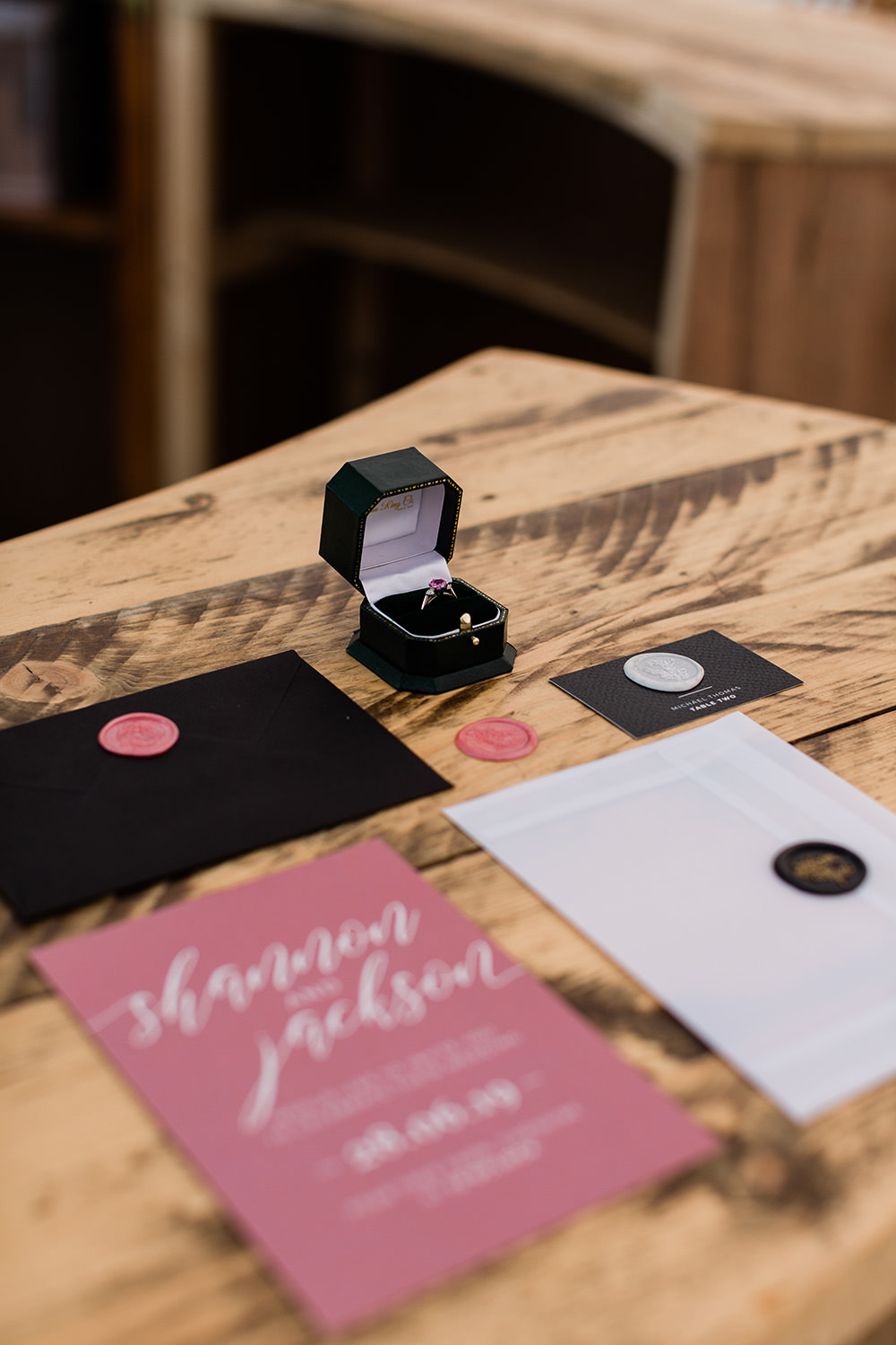 Stationery Invite Invitations Black Pink Geodome Wedding Ideas Louise Henesy Photography