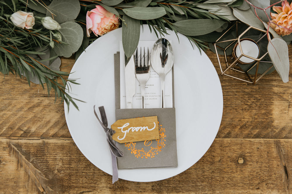 Place Setting Plate Cutlery Luggage Tag Place Name Napkin Summer Boho Wedding Wild Tide Weddings
