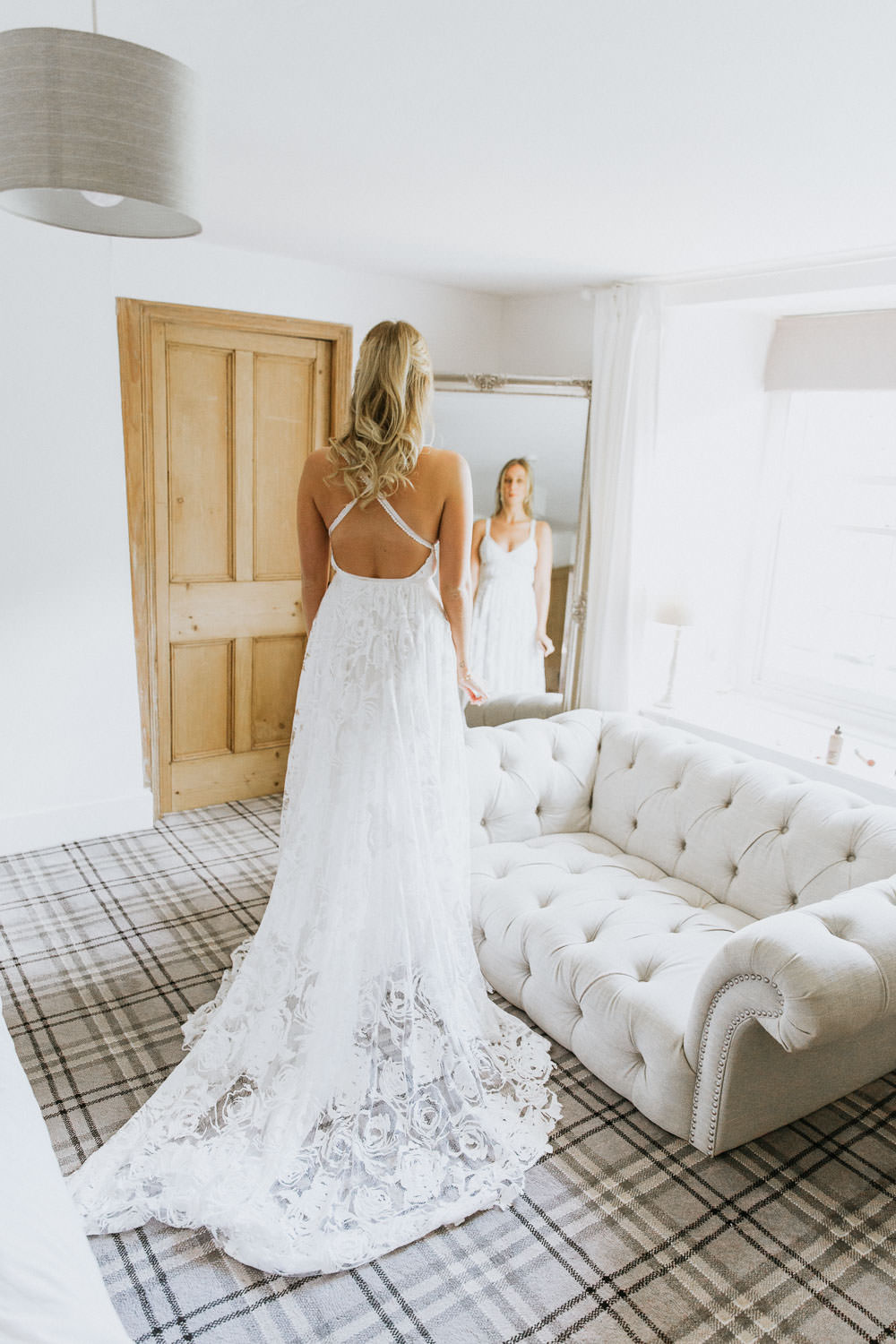 Dress Gown Bride Bridal Grace Loves Lace Megan Train Lace Straps Strappy Summer Boho Wedding Wild Tide Weddings