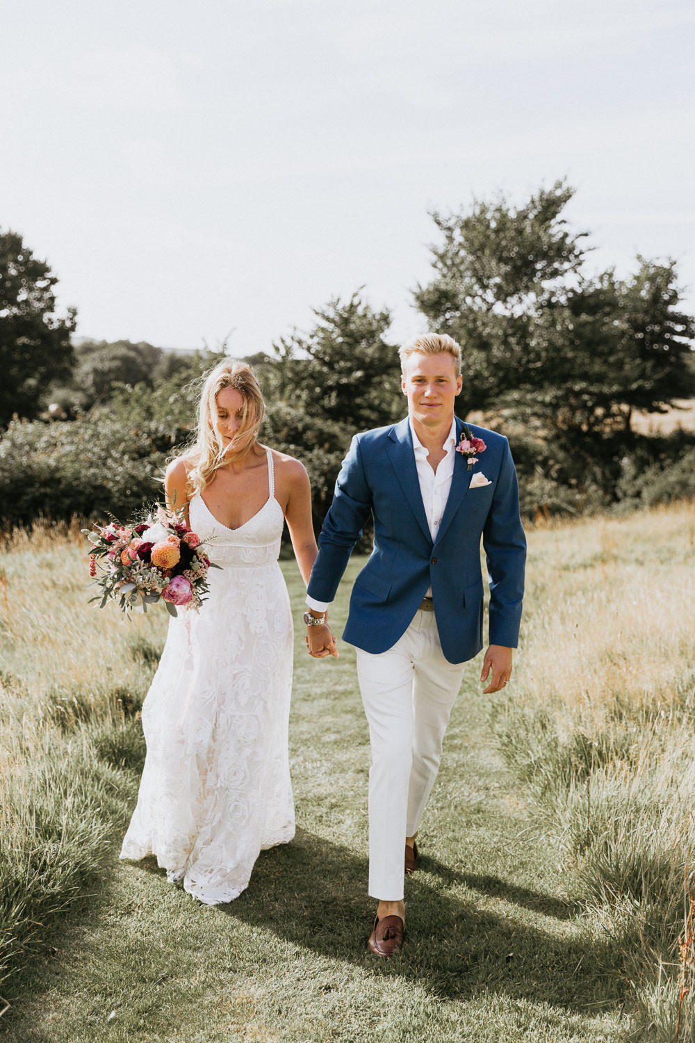 Dress Gown Bride Bridal Grace Loves Lace Megan Train Lace Straps Strappy Summer Boho Wedding Wild Tide Weddings