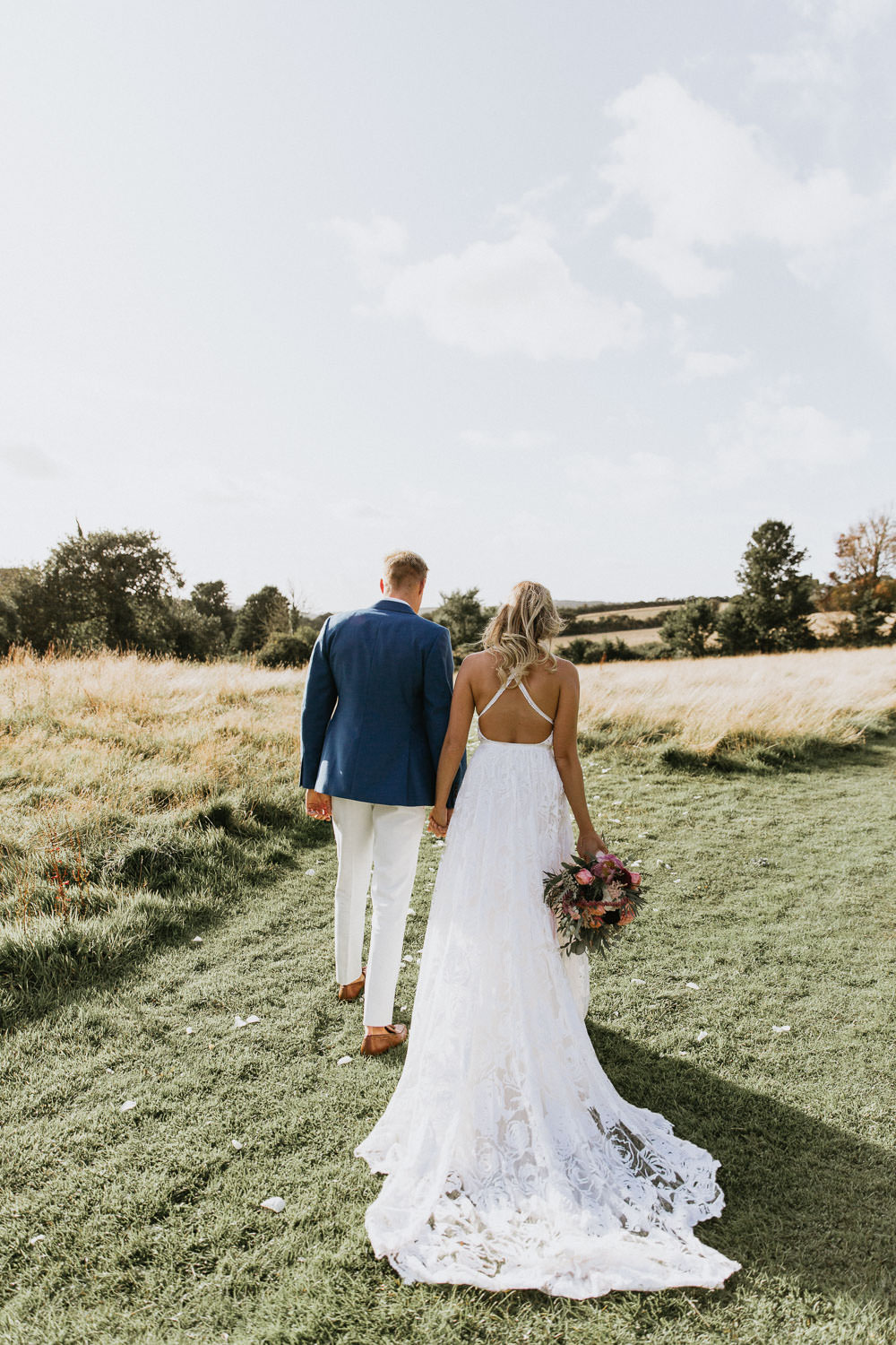 Dress Gown Bride Bridal Grace Loves Lace Megan Train Lace Straps Strappy Summer Boho Wedding Wild Tide Weddings