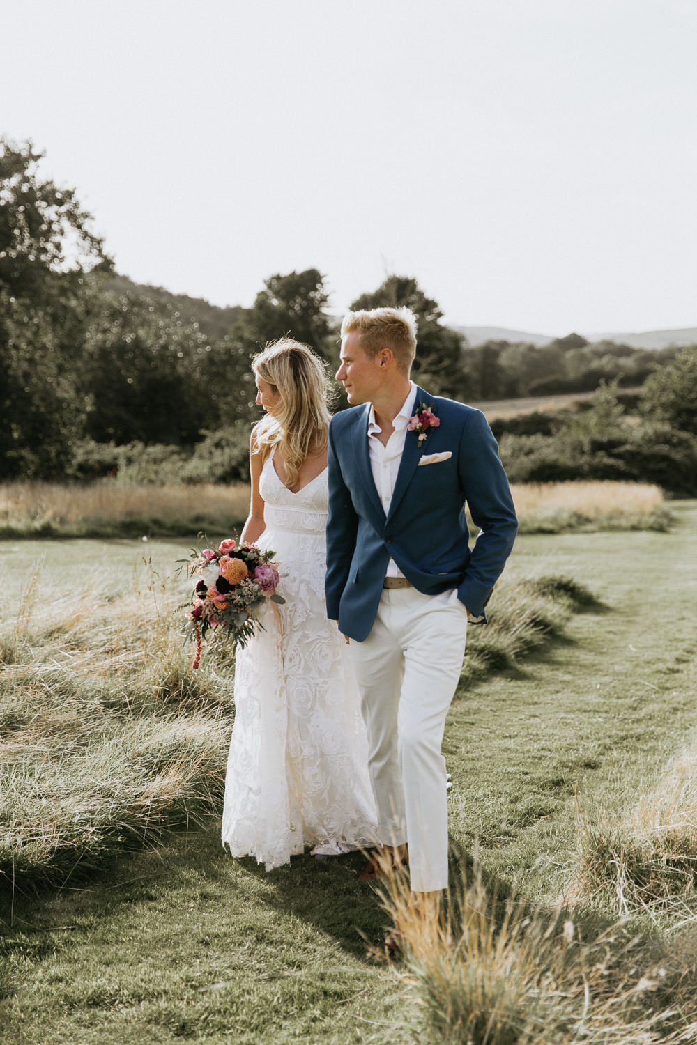 Groom Groomsmen Suit Blue Jacket Chinos Shirt Pocketsquare Summer Boho Wedding Wild Tide Weddings