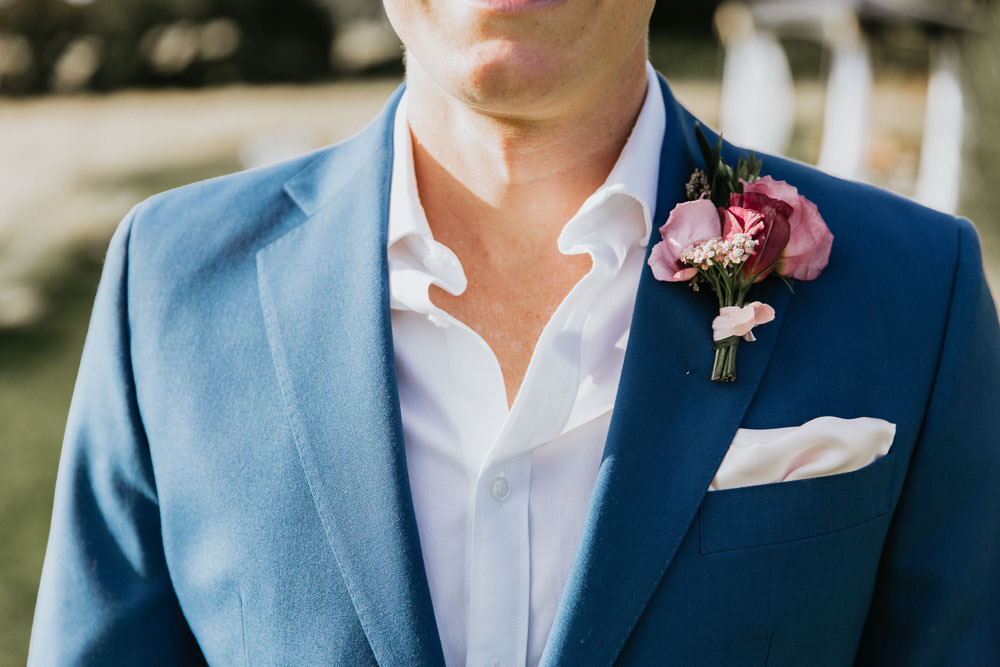 Groom Groomsmen Suit Blue Jacket Chinos Shirt Pocketsquare Buttonhole Flowers Summer Boho Wedding Wild Tide Weddings