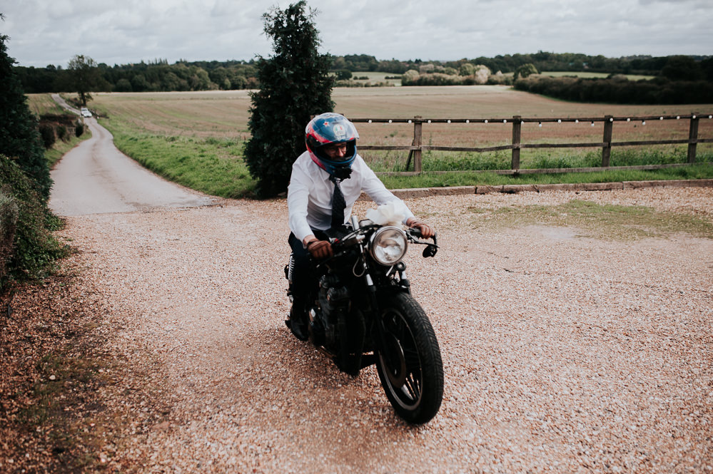 Motorbike Transport Swancar Farm Country House Wedding Maree Frances Photography