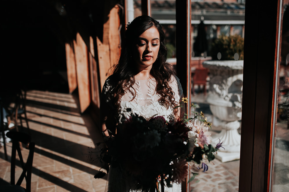 Bride Bridal Dress Gown Phase Eight Embroidered Bouquet Swancar Farm Country House Wedding Maree Frances Photography