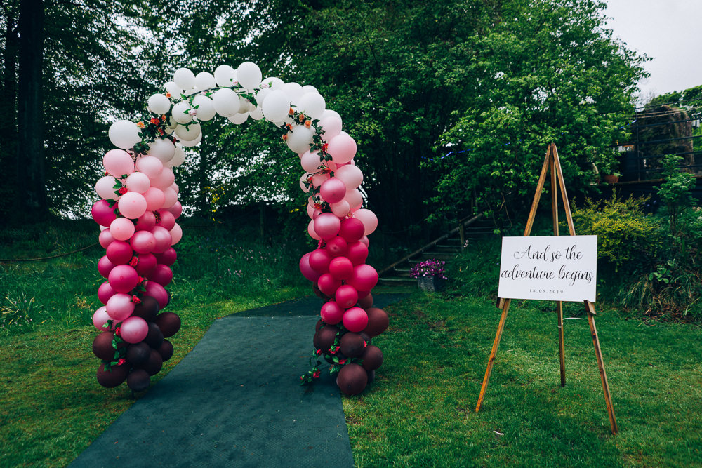 Balloon Arch Welcome Sign Tullibole Castle Wedding Casey Avenue Photography