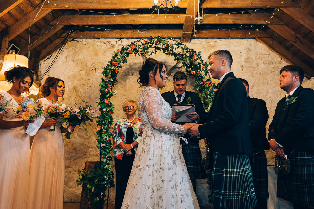 Flower Arch Ceremony Aisle Tullibole Castle Wedding Casey Avenue Photography