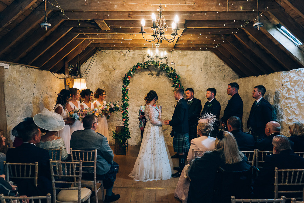 Flower Arch Ceremony Aisle Tullibole Castle Wedding Casey Avenue Photography