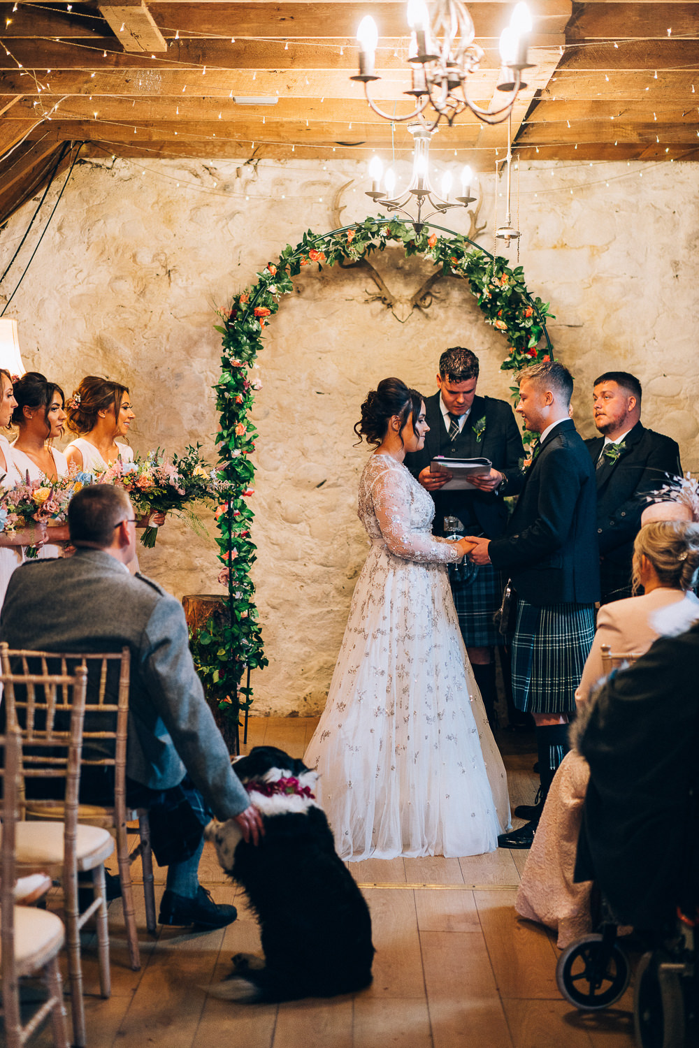 Flower Arch Ceremony Aisle Tullibole Castle Wedding Casey Avenue Photography