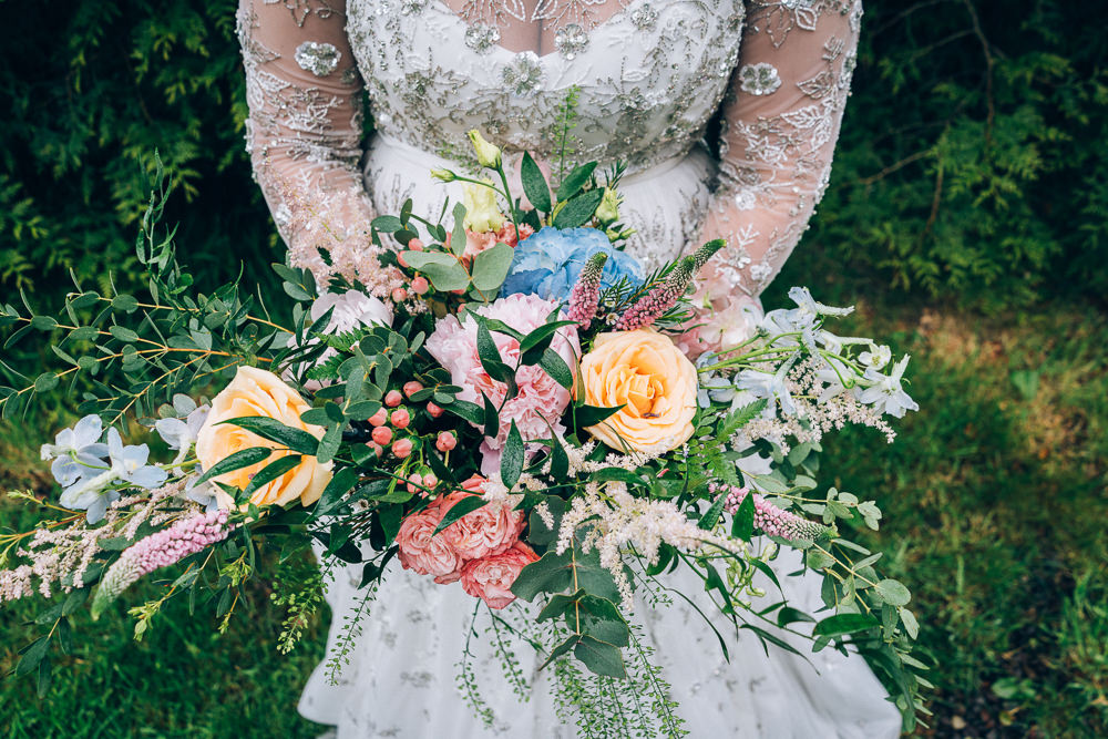 Bouquet Flowers Bride Bridal Colourful Rose Astilbe Tullibole Castle Wedding Casey Avenue Photography