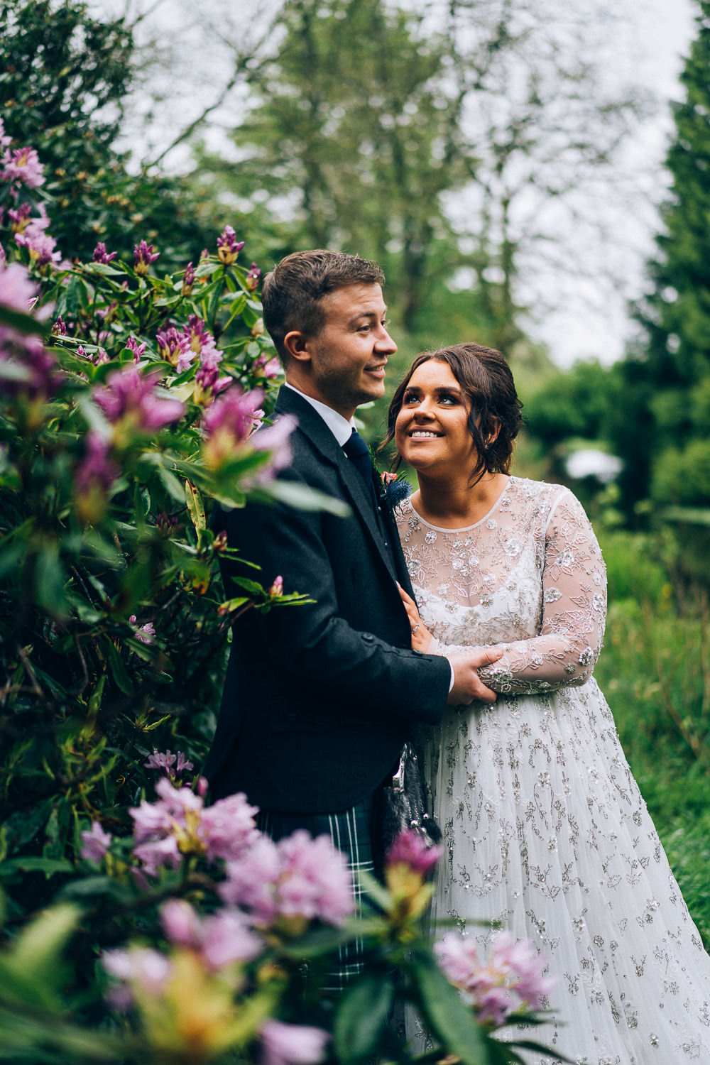 Dress Gown Bride Bridal Needle & Thread Embroidered Long Sleeves Tullibole Castle Wedding Casey Avenue Photography