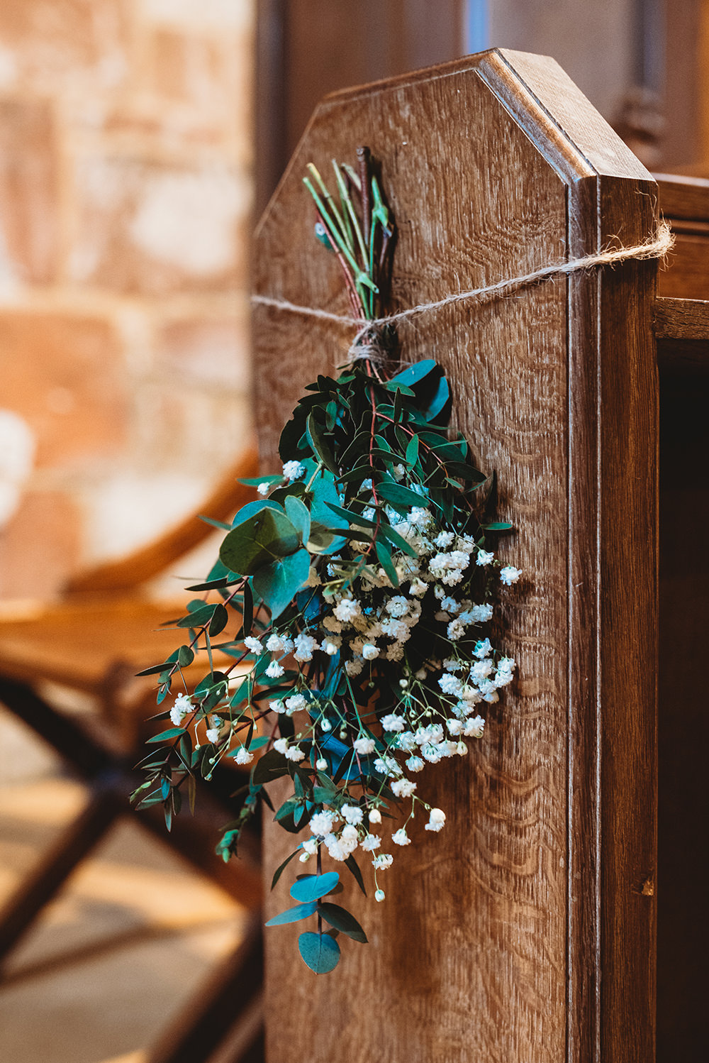 Pew End Flowers Gyp Gypsophila Whinstone View Wedding Emma Adamson Photography