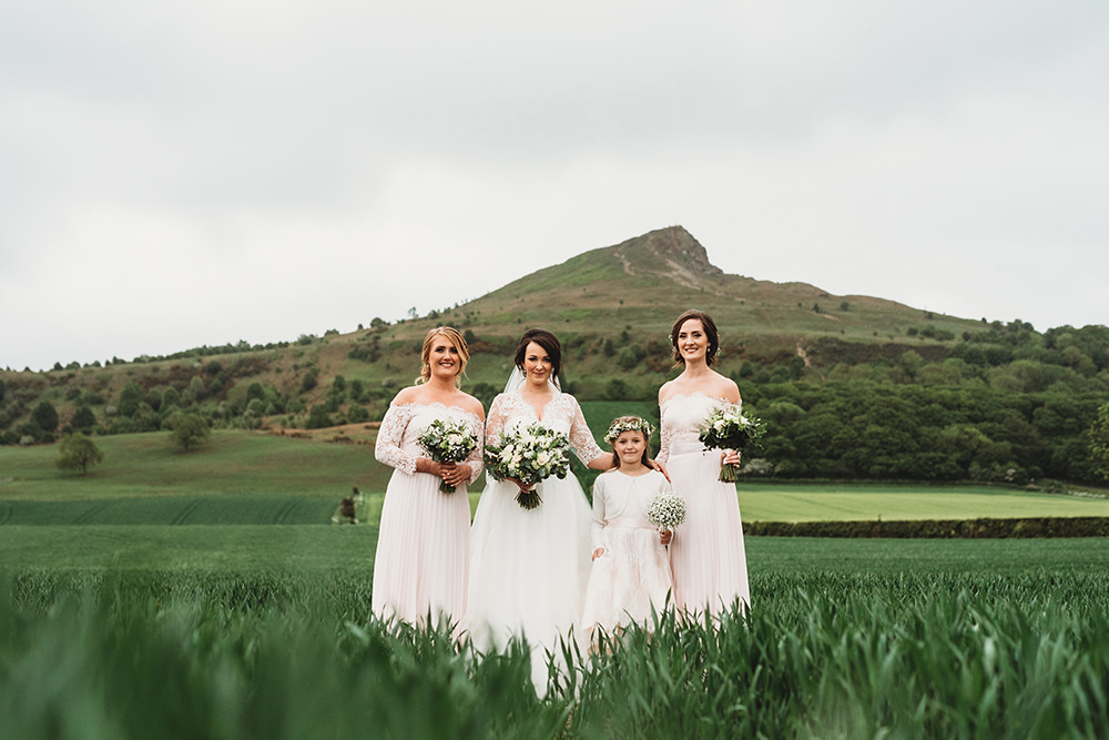 Bridesmaids Bridesmaid Dress Dresses Pale Pink Pleat Lace Sleeves Whinstone View Wedding Emma Adamson Photography