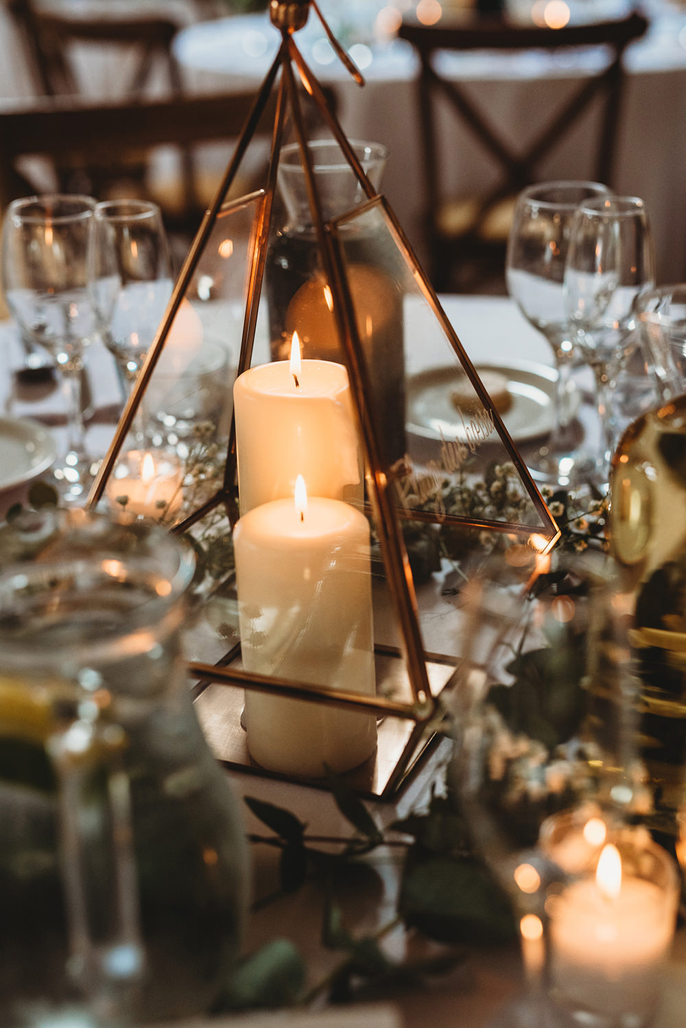 Terrarium Candles Centrepiece Table Whinstone View Wedding Emma Adamson Photography