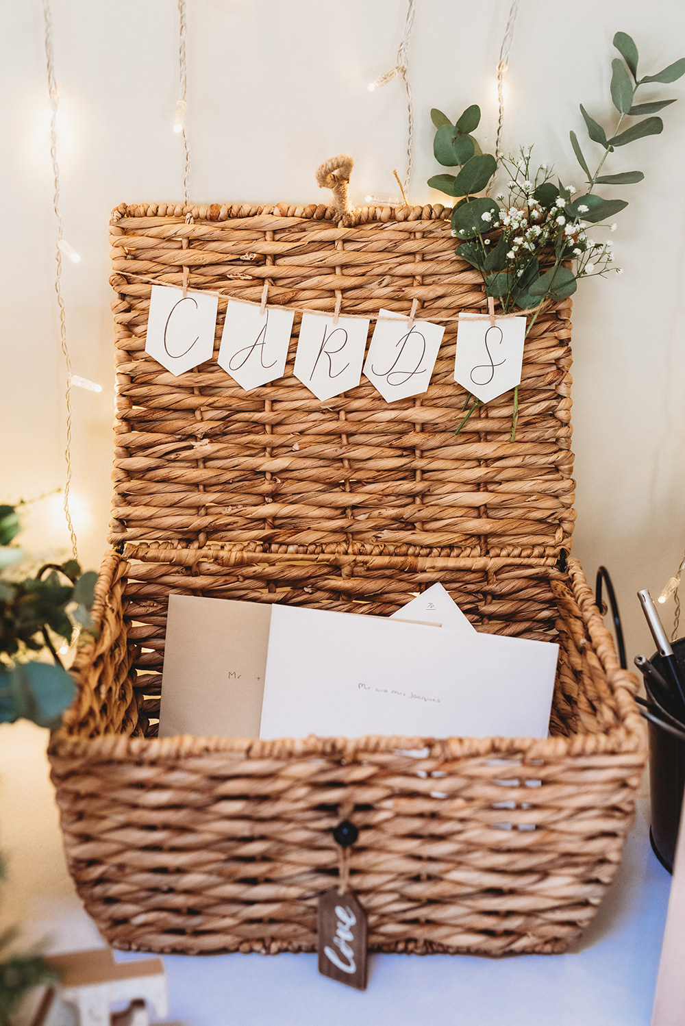 Card Basket Hamper Whinstone View Wedding Emma Adamson Photography