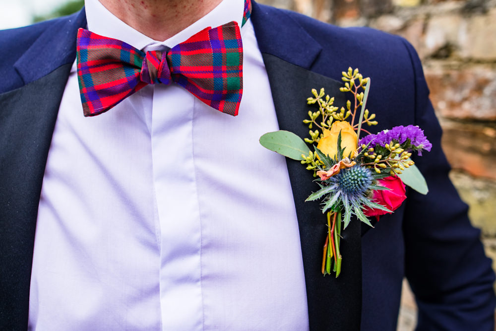 Groom Groomsmen Suits Tartan Bow Tie Buttonhole Anstey Hall Wedding Jonny Barratt Photography