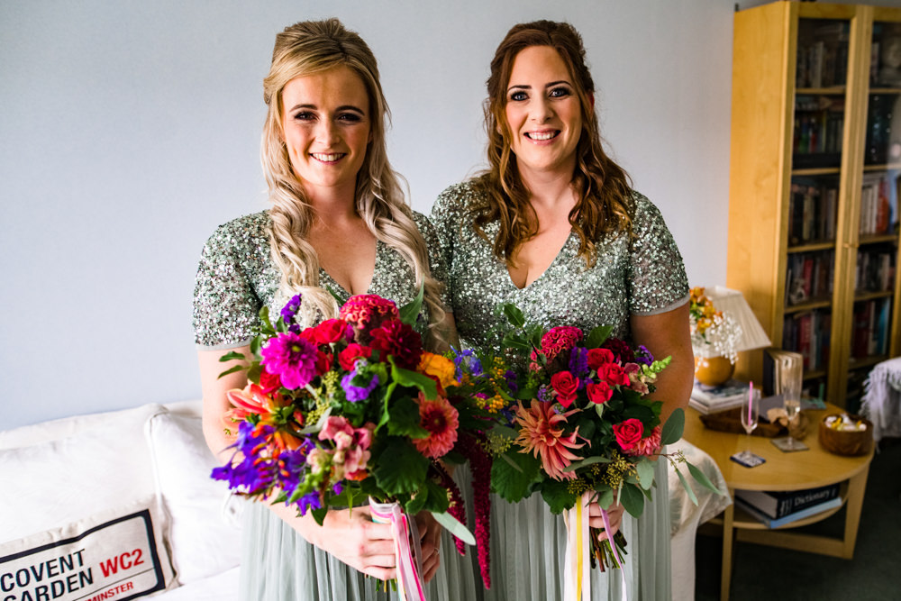Bridesmaids Bridesmaid Dress Dresses Green Sequin Bouquets Anstey Hall Wedding Jonny Barratt Photography