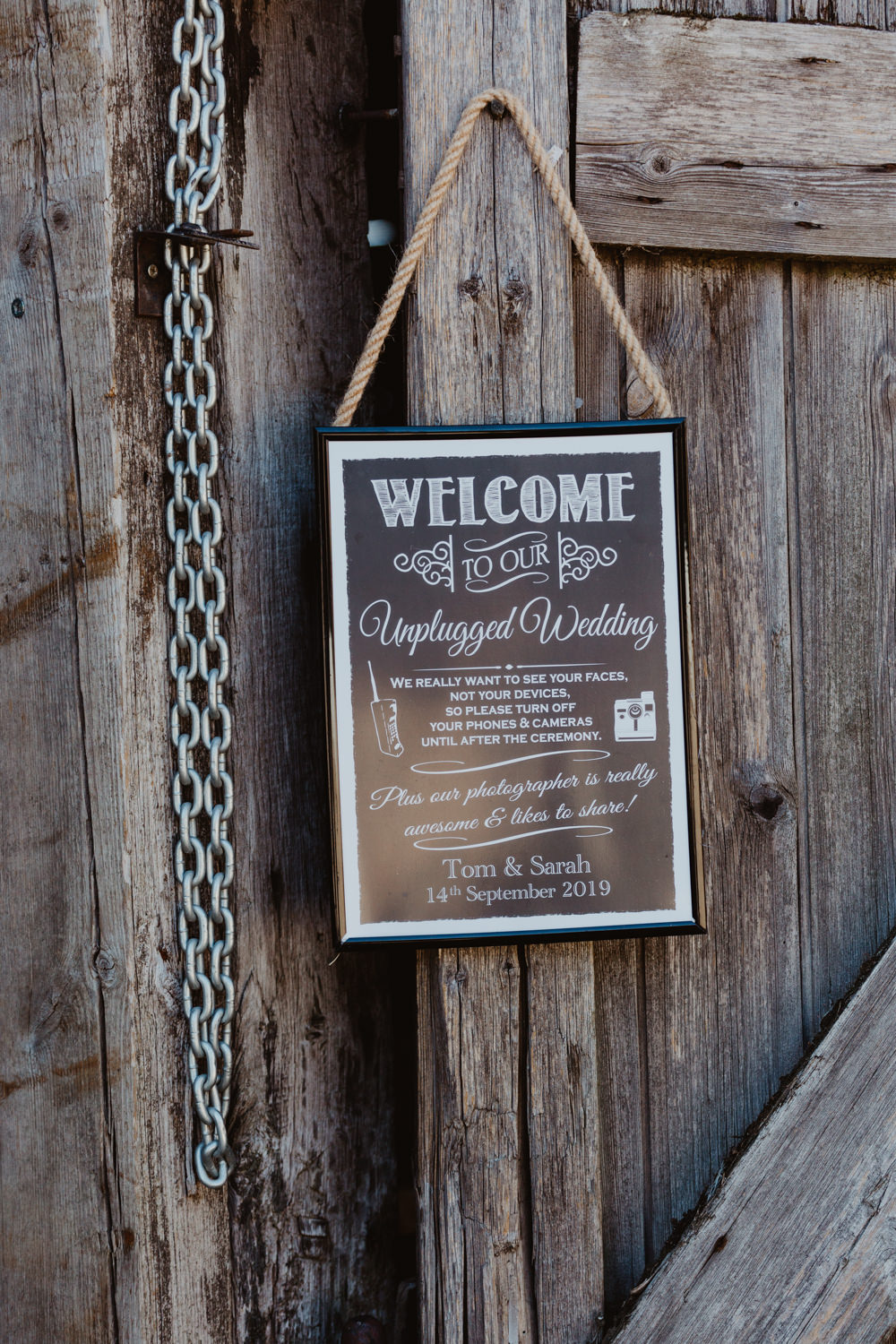 Unplugged Ceremony Sign Barns Lodge Farm Wedding Stevie Jay Photography