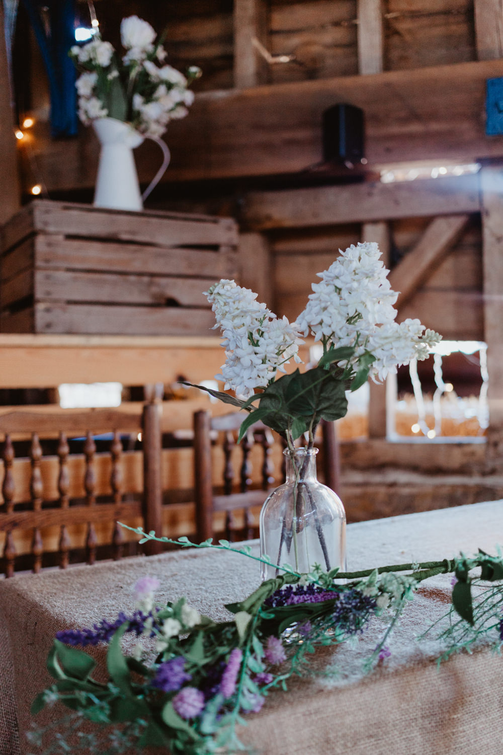 Table Flowers Bottle Barns Lodge Farm Wedding Stevie Jay Photography