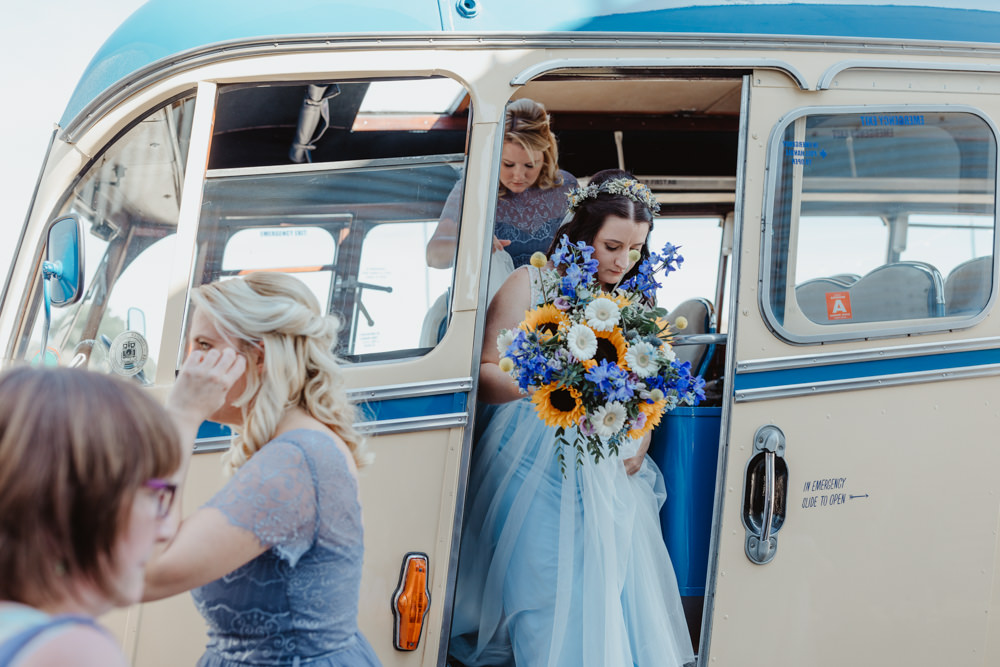 Bouquet Flowers Bride Bridal Sunflower Gerbera Barns Lodge Farm Wedding Stevie Jay Photography