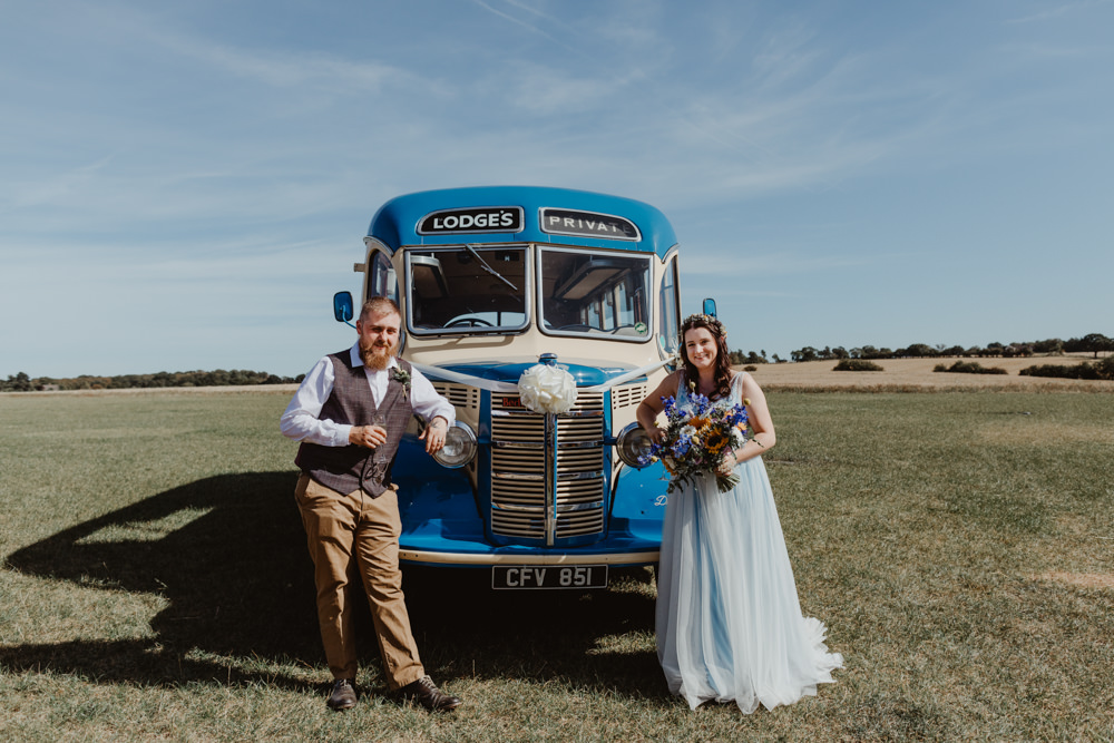 Vintage Bus Transport Barns Lodge Farm Wedding Stevie Jay Photography