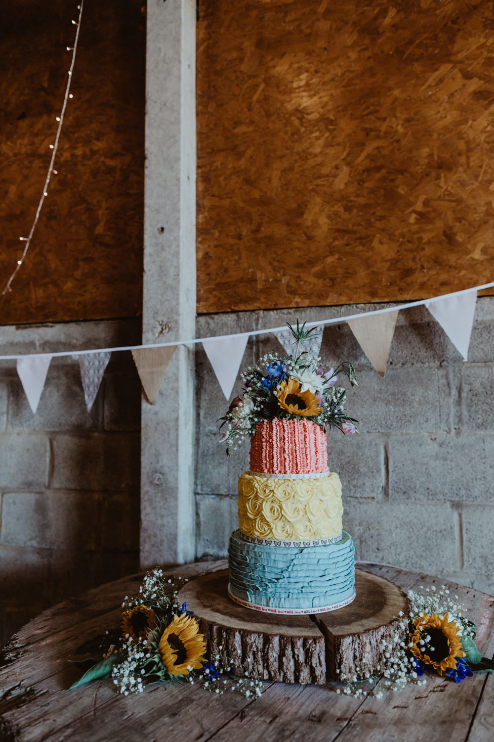 Buttercream Cake Pastel Flowers Barns Lodge Farm Wedding Stevie Jay Photography