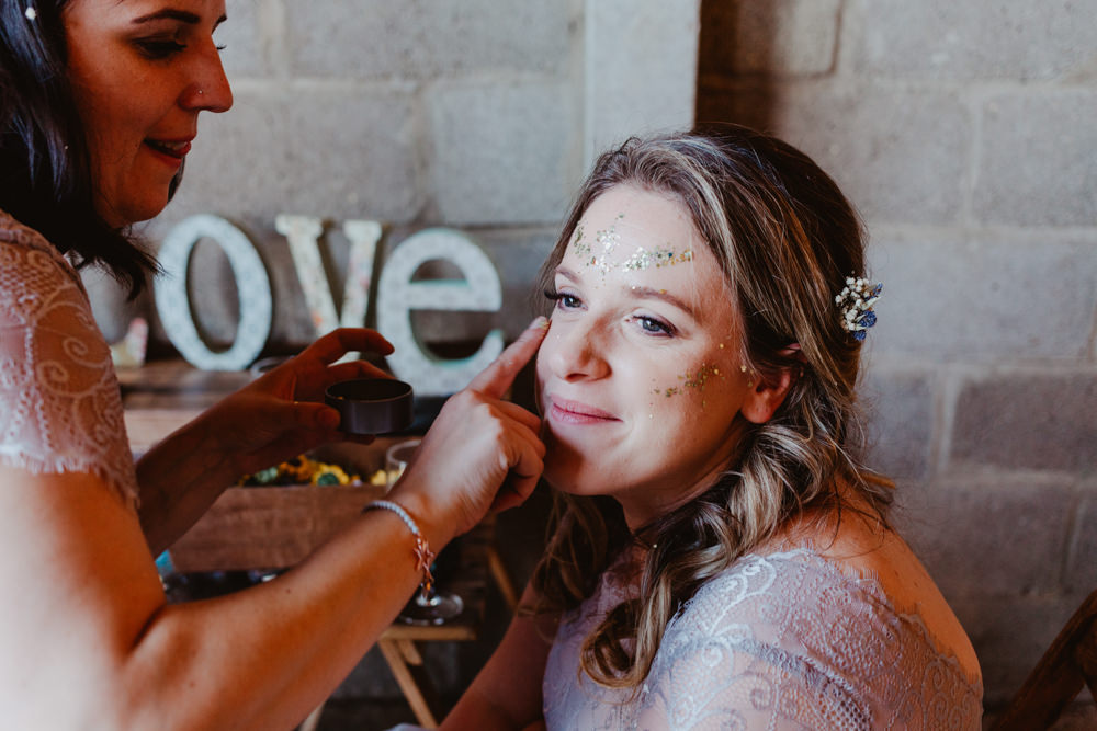 Glitter Make Up Barns Lodge Farm Wedding Stevie Jay Photography