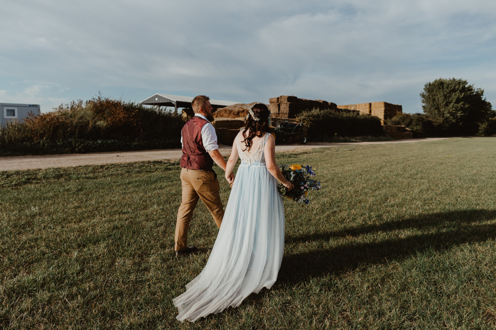 Bride Bridal Dress Gown Blue Lucy Cant Dance Lace Tulle Barns Lodge Farm Wedding Stevie Jay Photography