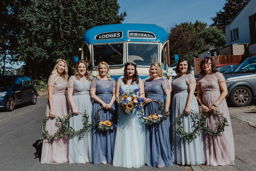 Bridesmaid Bridesmaids Dress Dresses Mismatched Blue Pink Barns Lodge Farm Wedding Stevie Jay Photography