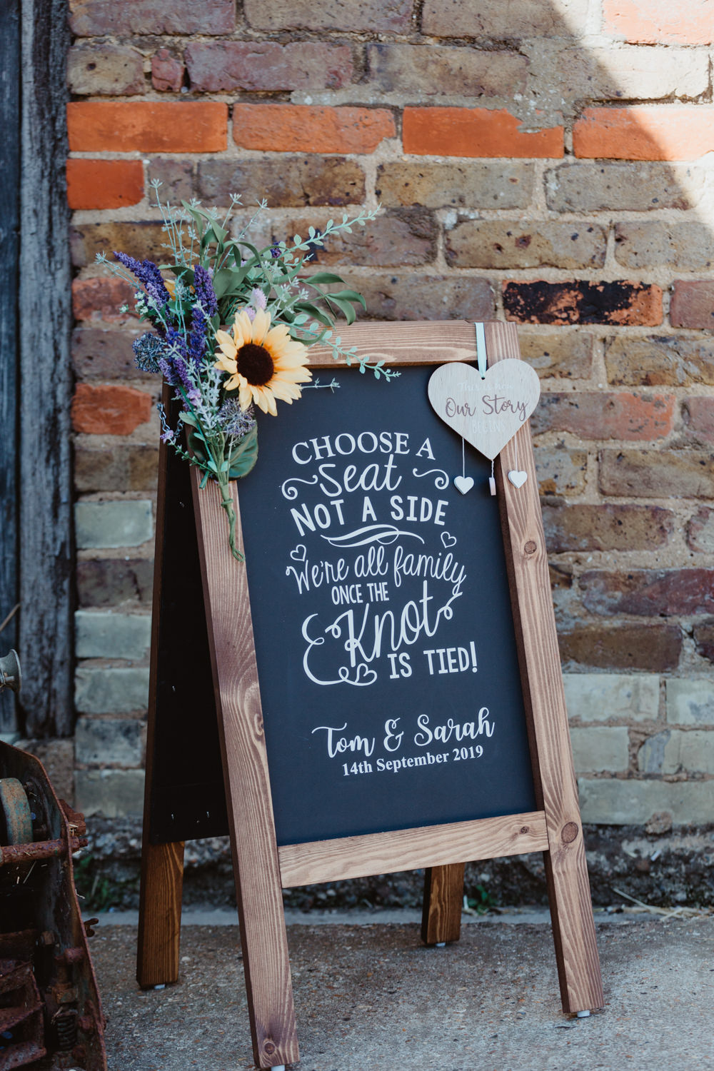 Ceremony Sign Black Board Chalk Barns Lodge Farm Wedding Stevie Jay Photography