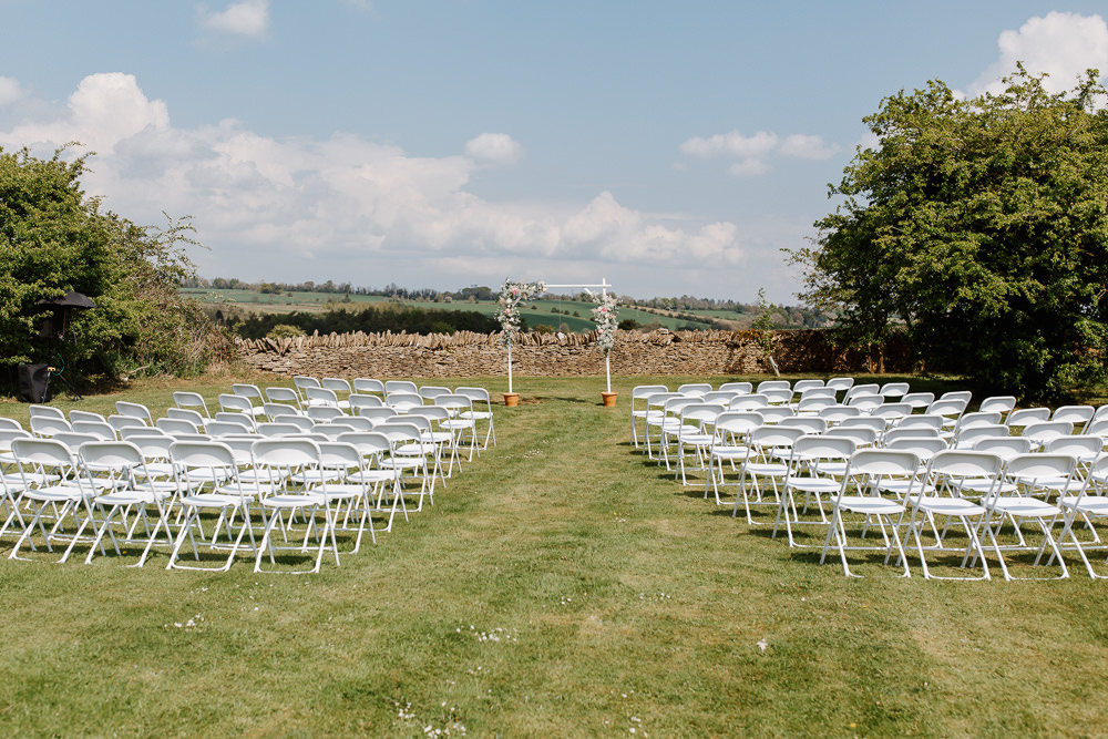 Outdoor Ceremony Flower Arch Aisle Cotswolds Marquee Wedding Jessy Papasavva Photography