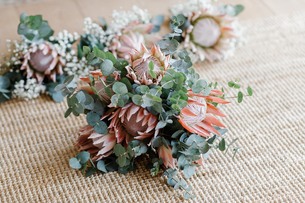 Bouquet Flowesr Bridal Bride Protea Cotswolds Marquee Wedding Jessy Papasavva Photography