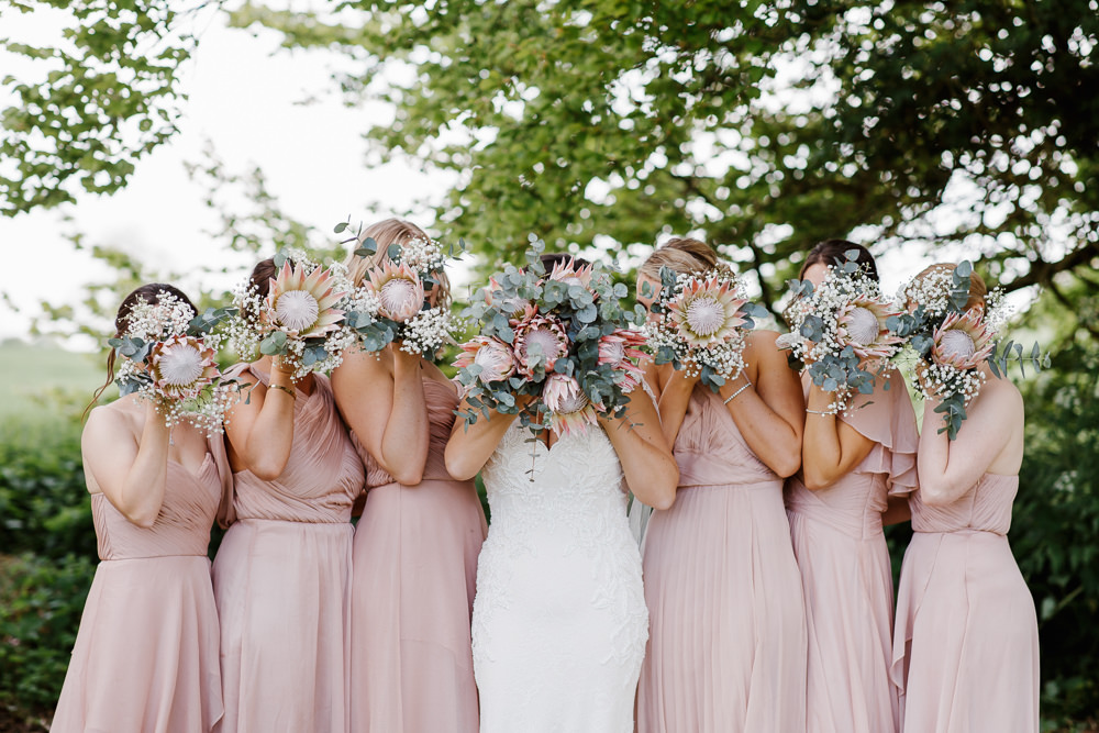 Bridesmaids Bridesmaid Dress Dresses Pink Bouquets Cotswolds Marquee Wedding Jessy Papasavva Photography