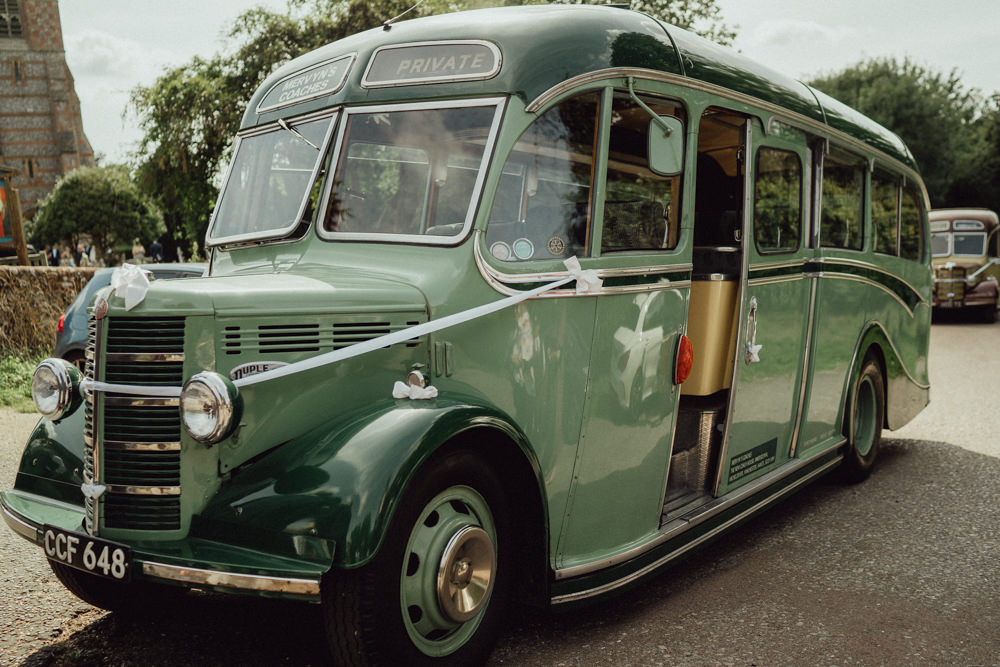 Vintage Bus Transport Countryside Barn Wedding Emily & Steve Photography