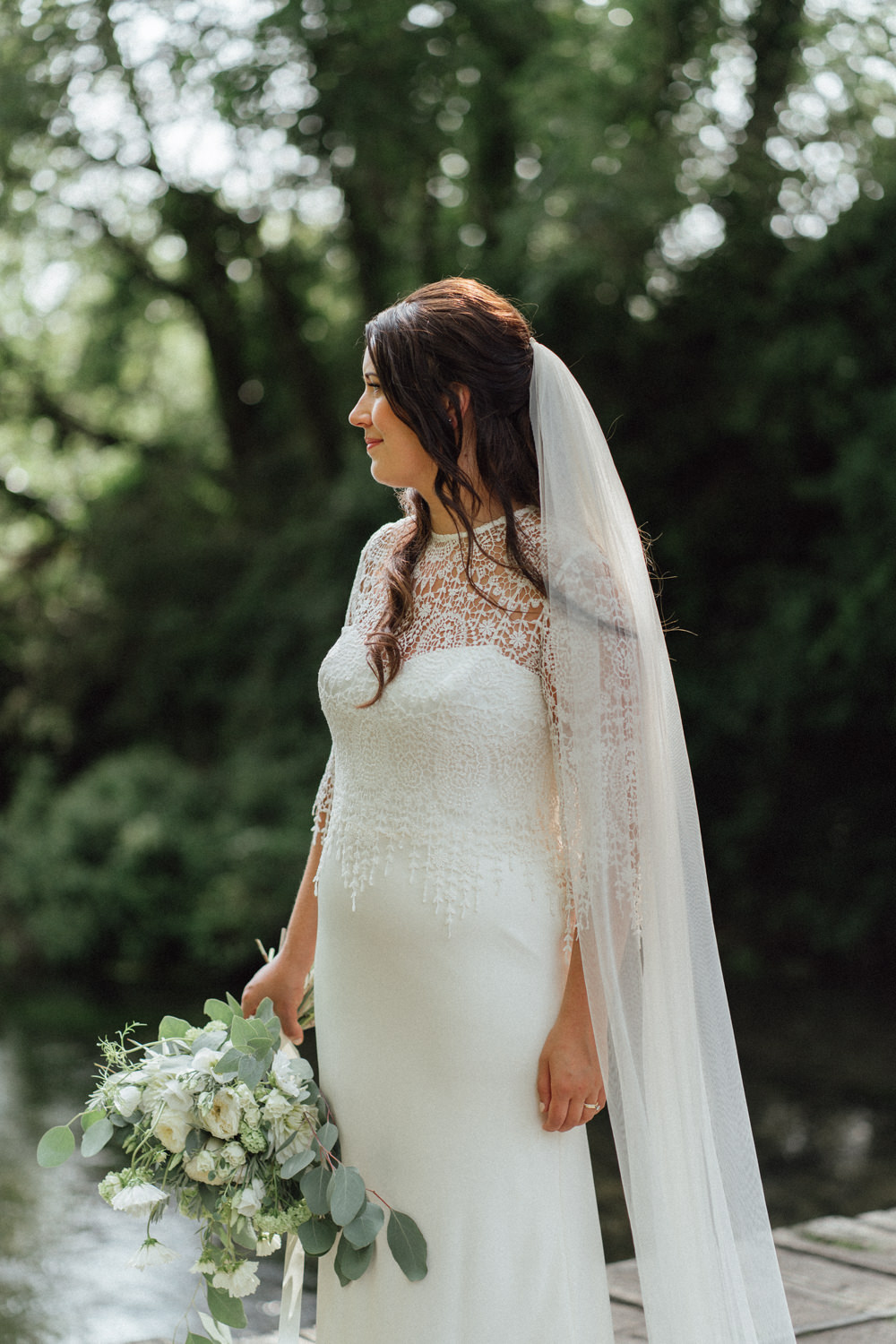 Bride Bridal Dress Gown Catherine Deane Tassels Crochet Top Veil Countryside Barn Wedding Emily & Steve Photography