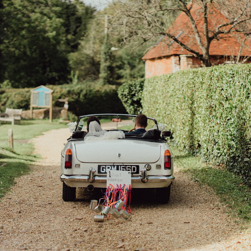 Classic Car Transport Countryside Barn Wedding Emily & Steve Photography