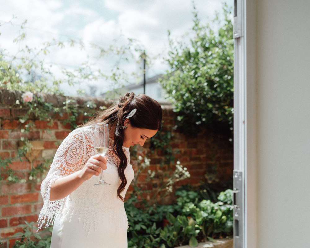 Bride Bridal Dress Gown Catherine Deane Tassels Crochet Top Countryside Barn Wedding Emily & Steve Photography